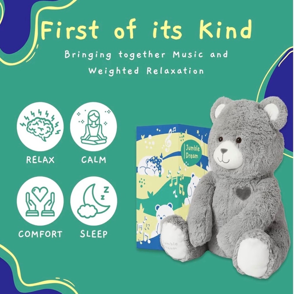 New Sensory Jumble Dream Bear Music Heartbeat Stuffed Plush Calm Learn Comfort